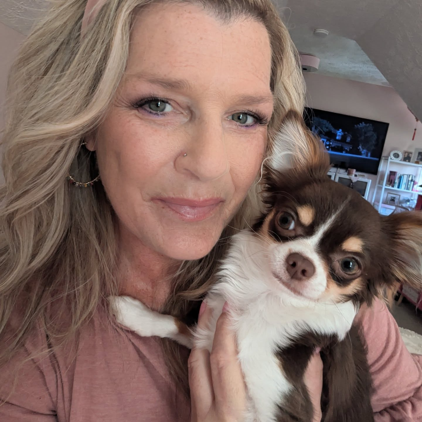 Cyndi with her dog Remy